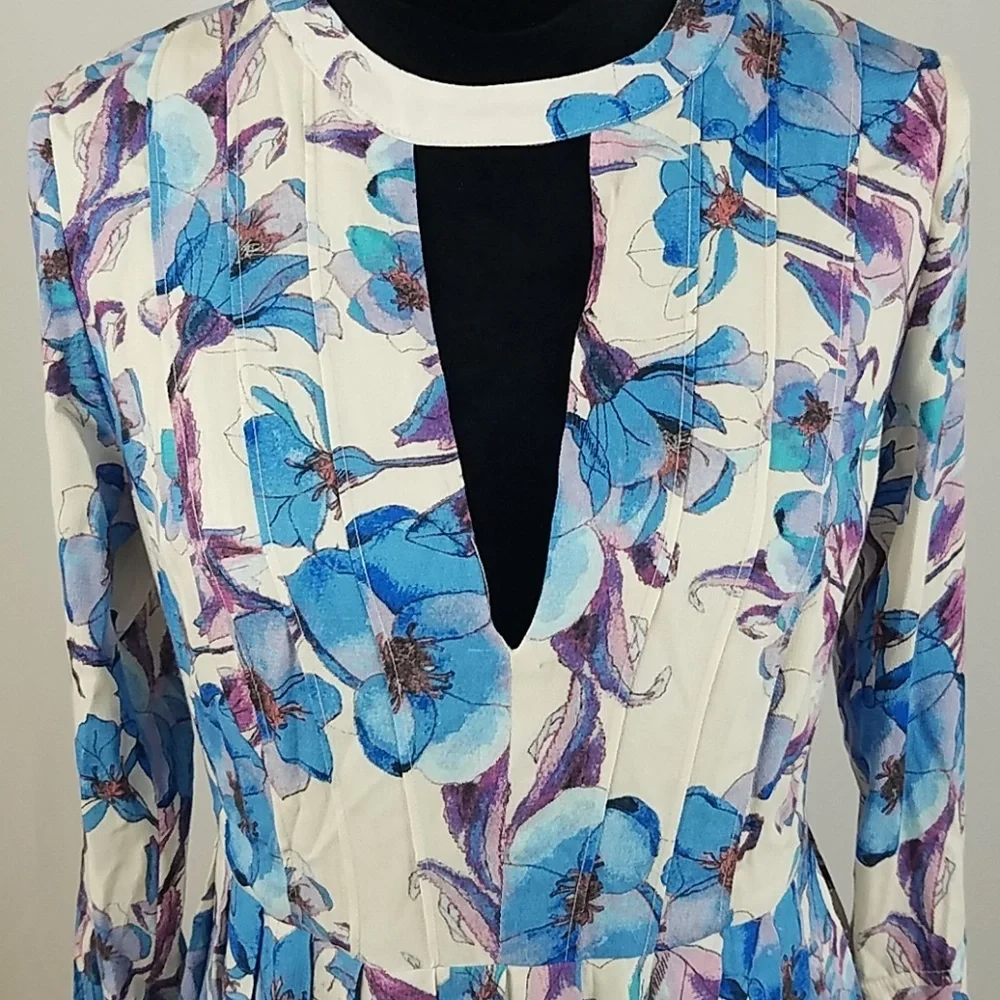 Free People 2 Tegan printed long sleeve mini dress‎ Romantic cottagecore Earthy